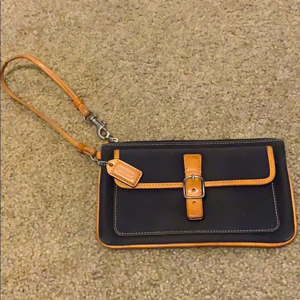 Coach Dark Blue Canvas Wristlet